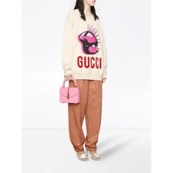 Gucci White Sweatshirt with Pink Graphic - Picture 4 of 4
